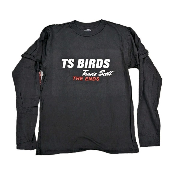 Travis Scott TS Birds The Ends Long Sleeve Shirt Mens Medium Black Tour 2016 New - Picture 1 of 6